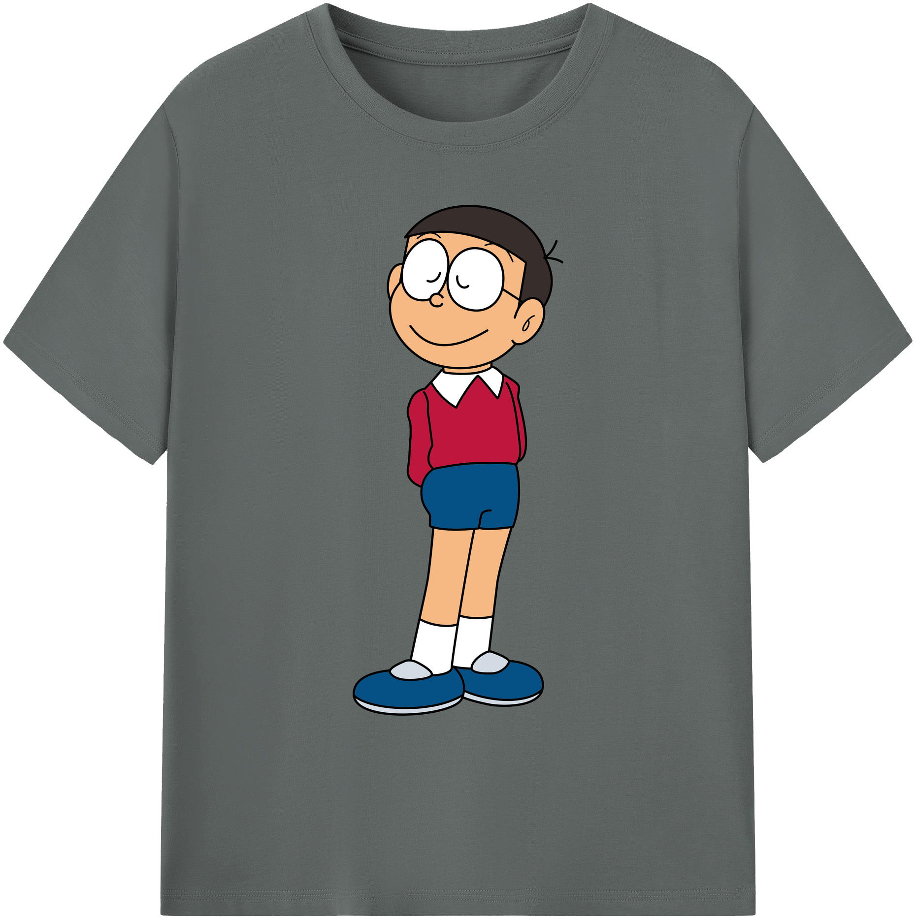 （画像用） ドラえもん 野比 のび太 Doraemon Nobita Nobi 綿100％ メンズ半袖Tシャツ｜肌触りやわらか＆通気性